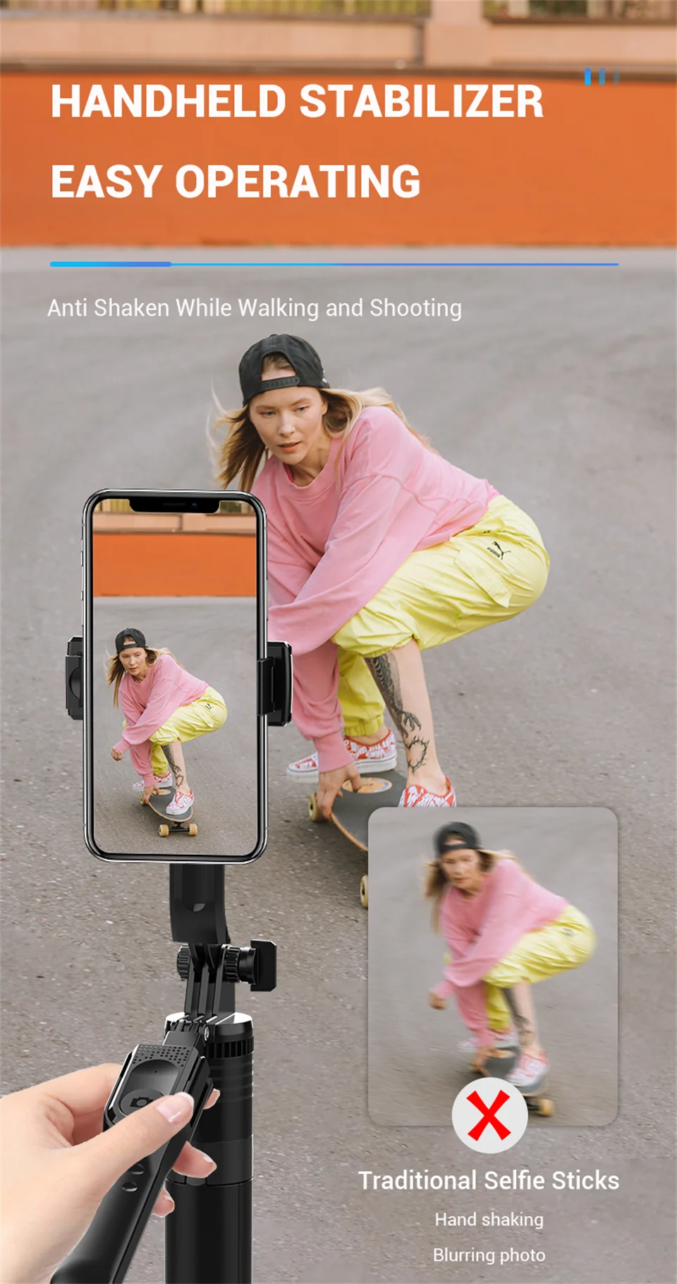 FANGTUOSI 1750mm Wireless Selfie Stick Tripod Stand