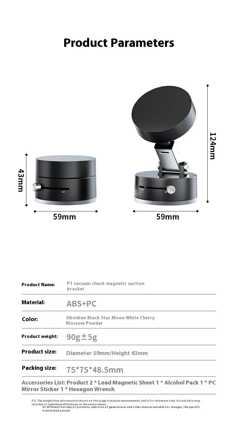 Foldable Car Phone Holder Vacuum Adsorption Magnetic Suction Cup