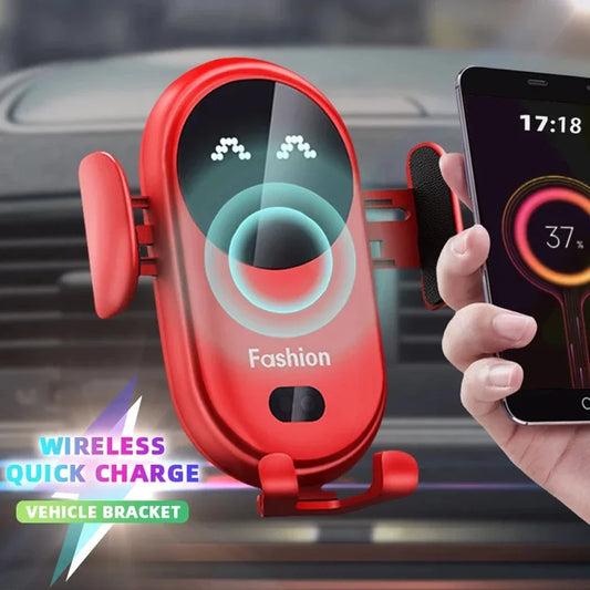Fashion Qi Fast Wireless Charger Car Phone Holder Smart  Sensor