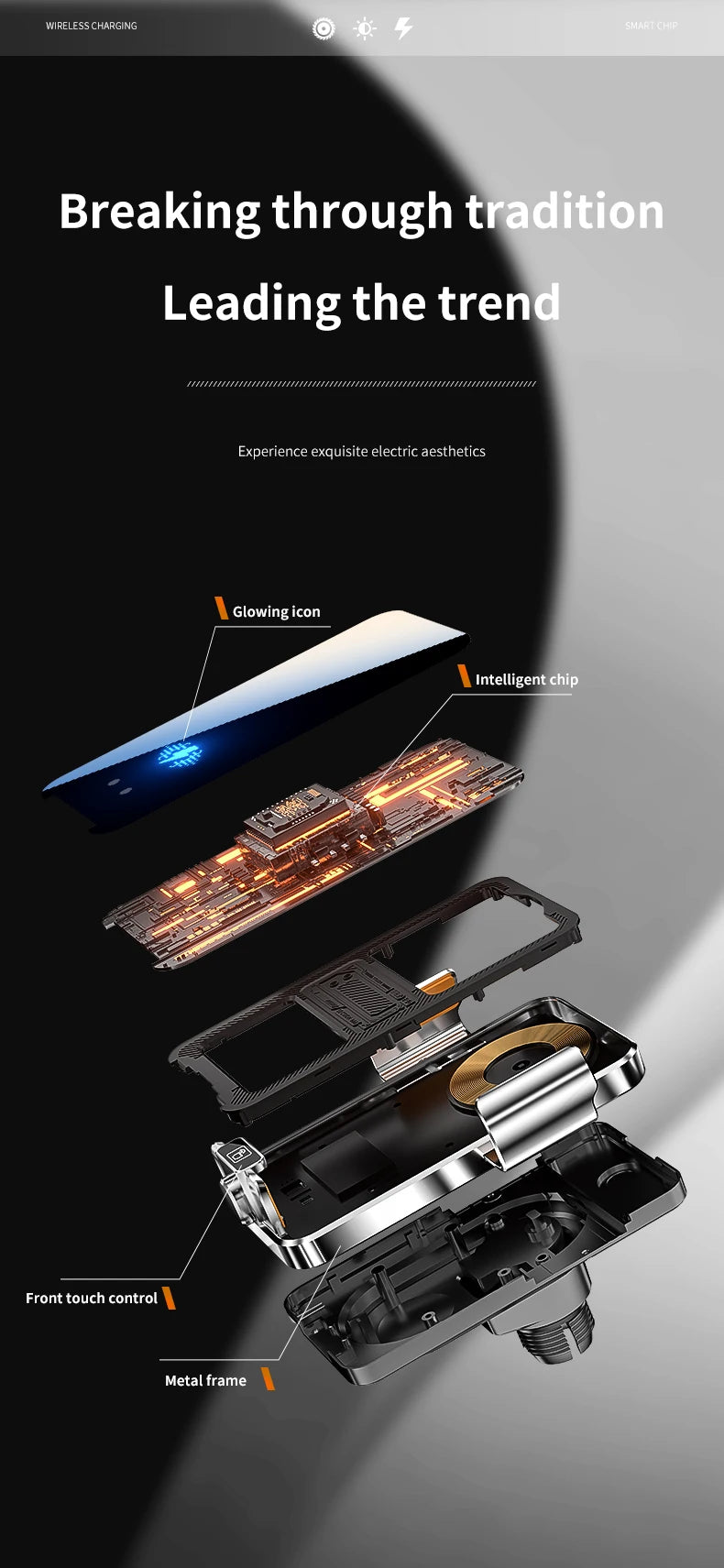 66W Magnetic Head Charger Car Mobile Phone Holder