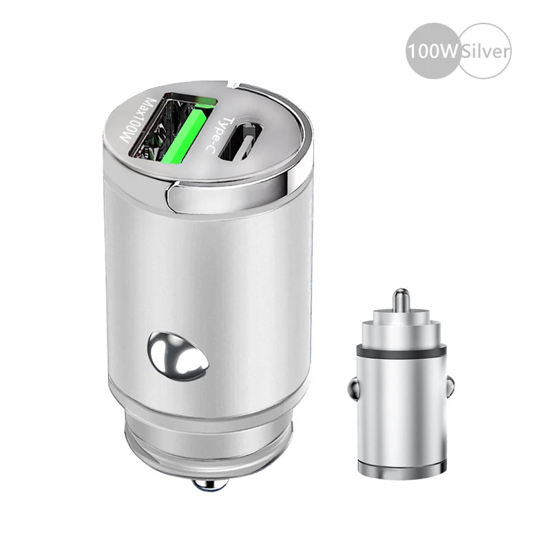 100W Mini Car Charger Lighter Fast Charging Phone Charger