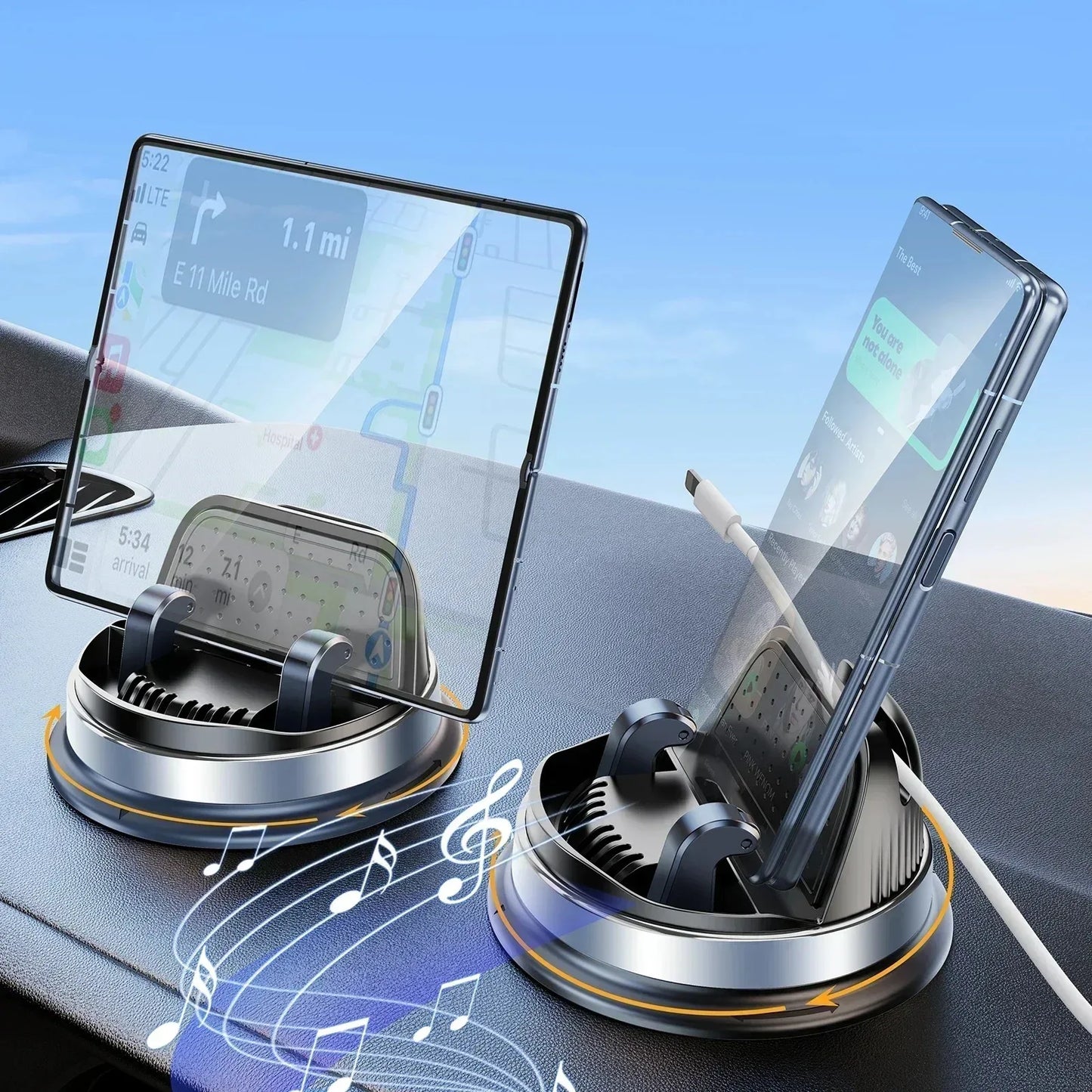 Eary Car Phone Holder Stand Mount for Dashboard With 360 Rotatable Stand