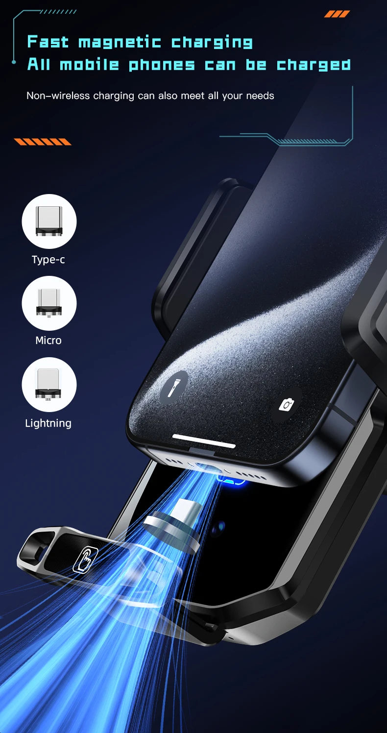 Wireless Car Phone Holder Stand 15W Fast Charge Touch Control
