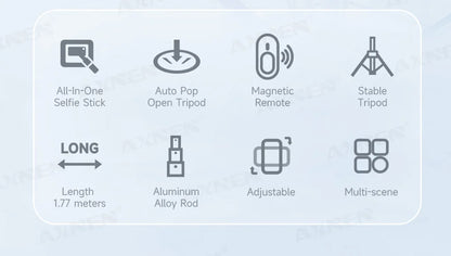 Bluetooth Selfie Stick Tripod Auto Pop-Up Foldable Holder