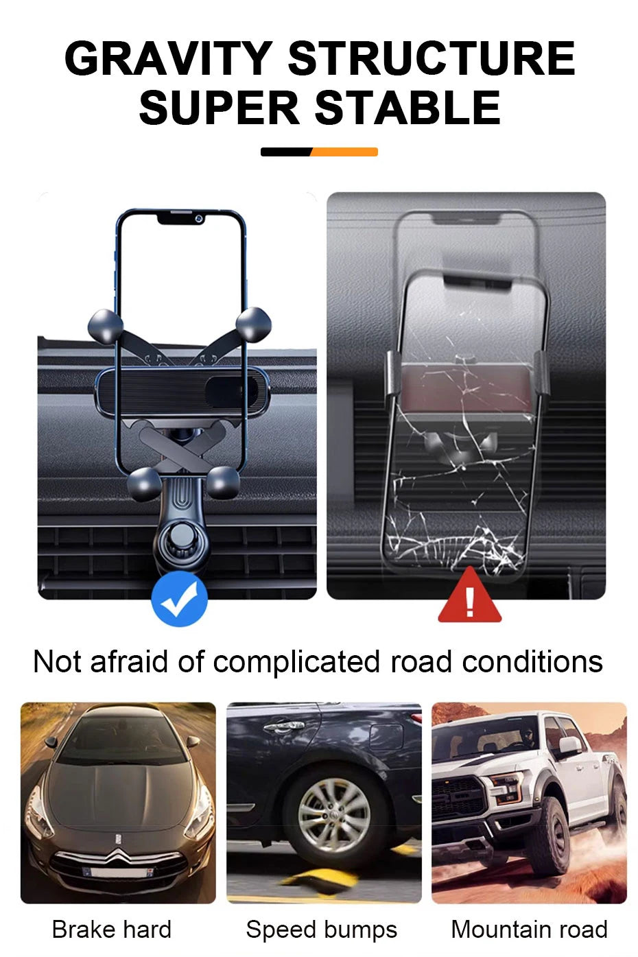 SEAMETAL Air Vent Car Phone Holder Telescopic Phone Mount