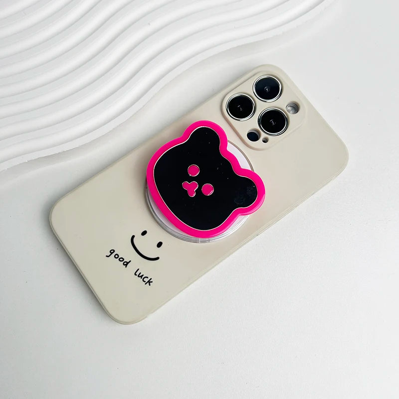 Cute Bear Mirror Magnetic Socket Grip Phone Holder