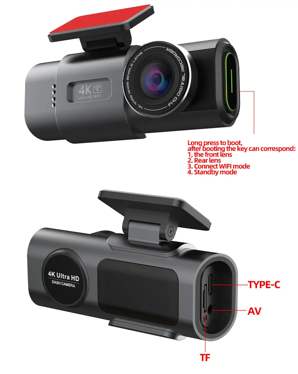 Yangood 4K Dash Cam Dual Channel Dual Lens Night Vision