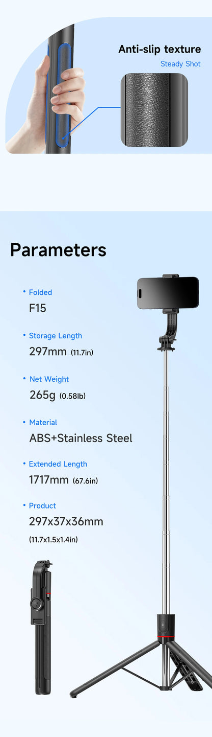 F15 with Wireless Remote 68 Inch Selfie Stick Phone Desktop Stand