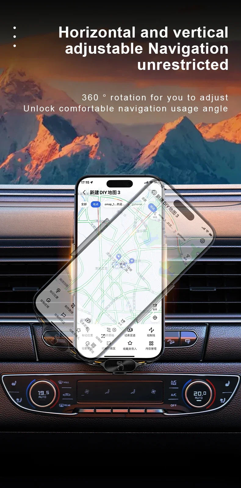 120W Magnetic Charger Car Phone Holder 15W Fast Wireless Charging