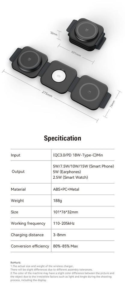 3 in 1 Wireless Charger Magnetic For iPhone Fast Charging