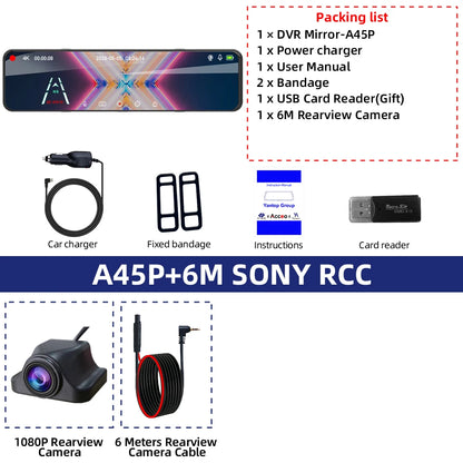 4K Rearview Mirror Driving Recorder HD Night Vision Loop