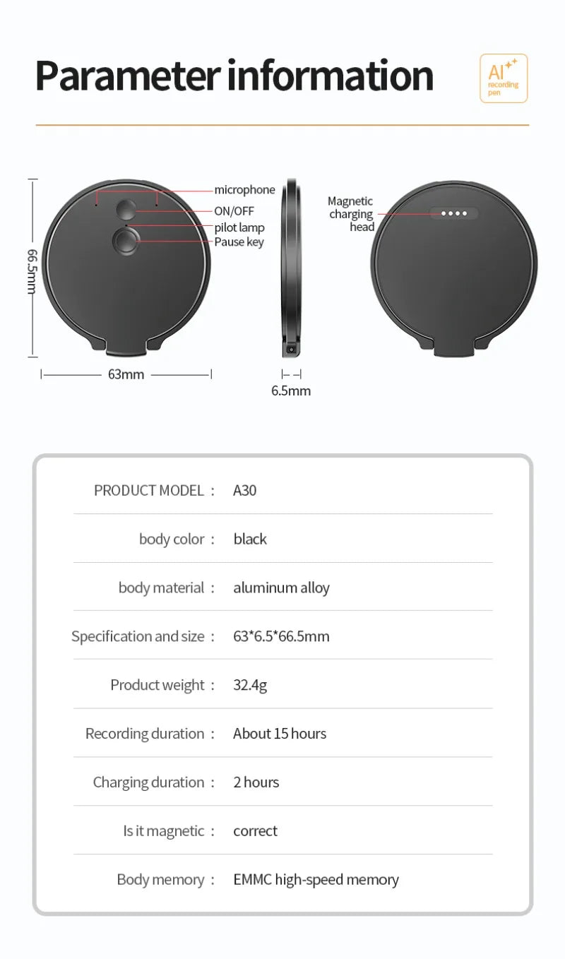 AI ChatGPT Voice Recorder 8-128GB Mini Keychain Recording Device