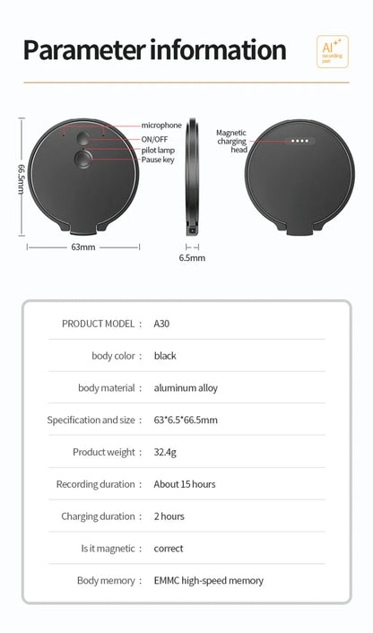 AI ChatGPT Voice Recorder 8-128GB Mini Keychain Recording Device