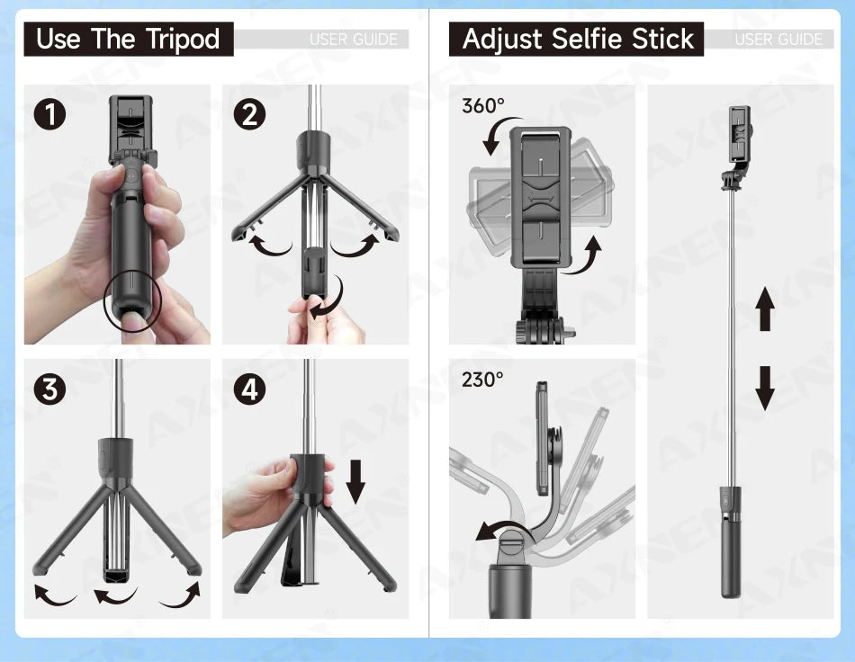 Bluetooth Selfie Stick Tripod Desktop Stand, Phone Holder