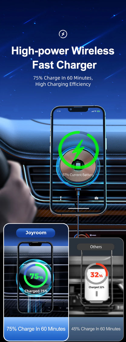 Car Phone Holder Magnetic Wireless Charger With Blue Light