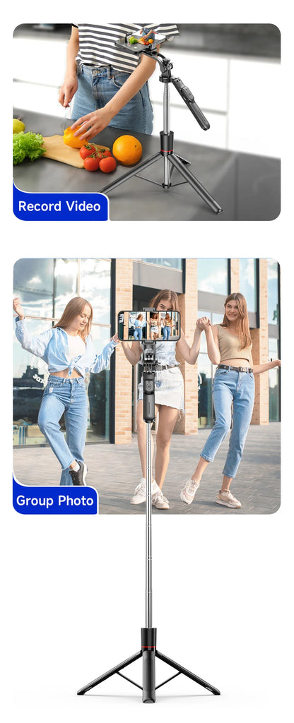 Selfie Stick Tripod with 1708mm Long Monopod Fill Light