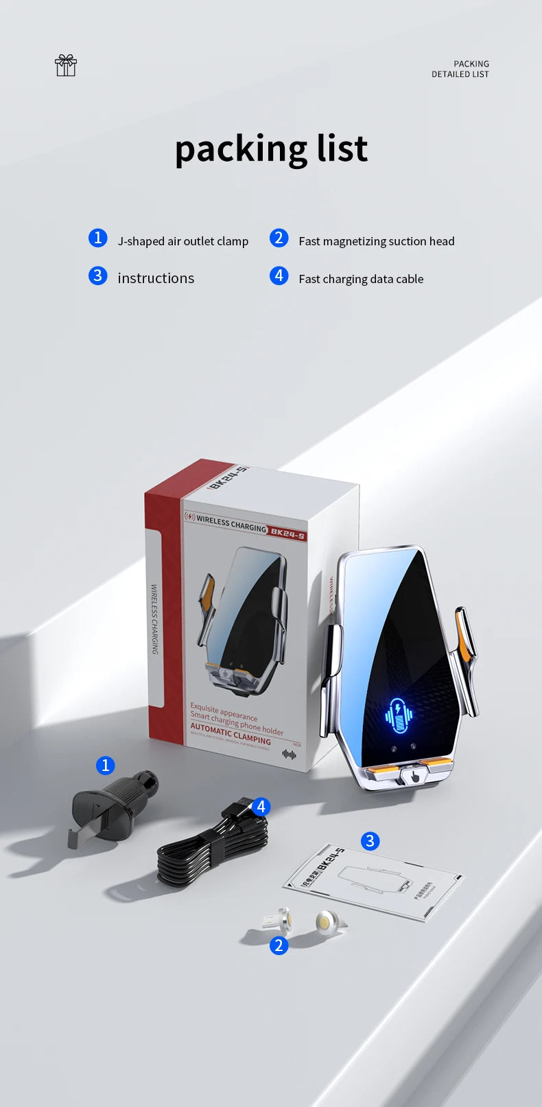 Car Phone Holder Stand 66W Wireless Fast Charging Station Charger