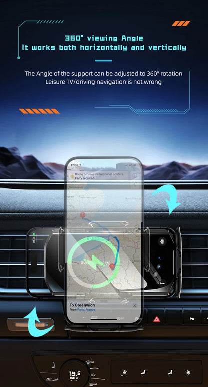 Wireless Car Air Vent Phone Holder 15W Fast Charging