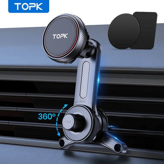 TOPK Magnetic Car Phone Holder Extended Arm 3-Point Support