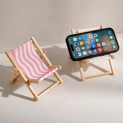 Wood Chair Shape Mobile Phone Stand Beach chair Desktop
