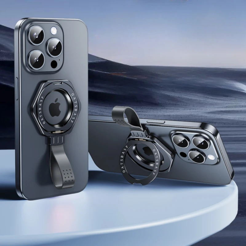 Metal Magnetic Phone Stand Adjustable with Silicone Lanyard