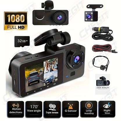 Dash Cam 2/3 Channel Car Black Box WiFi DVR HD 1080P