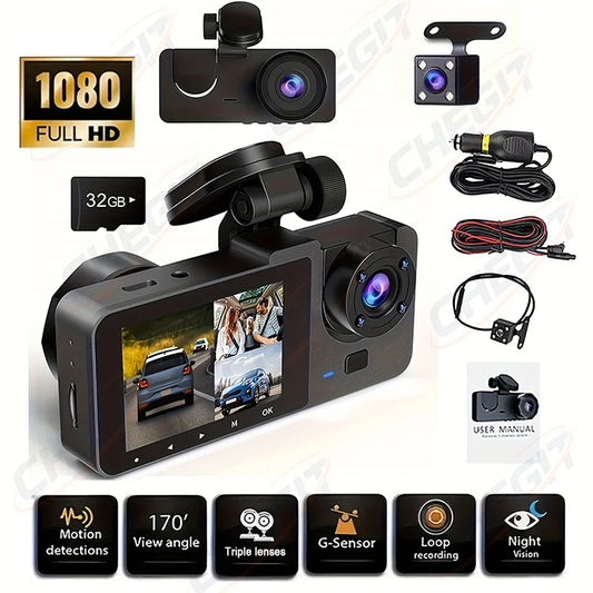Dash Cam 2/3 Channel Car Black Box WiFi DVR HD 1080P