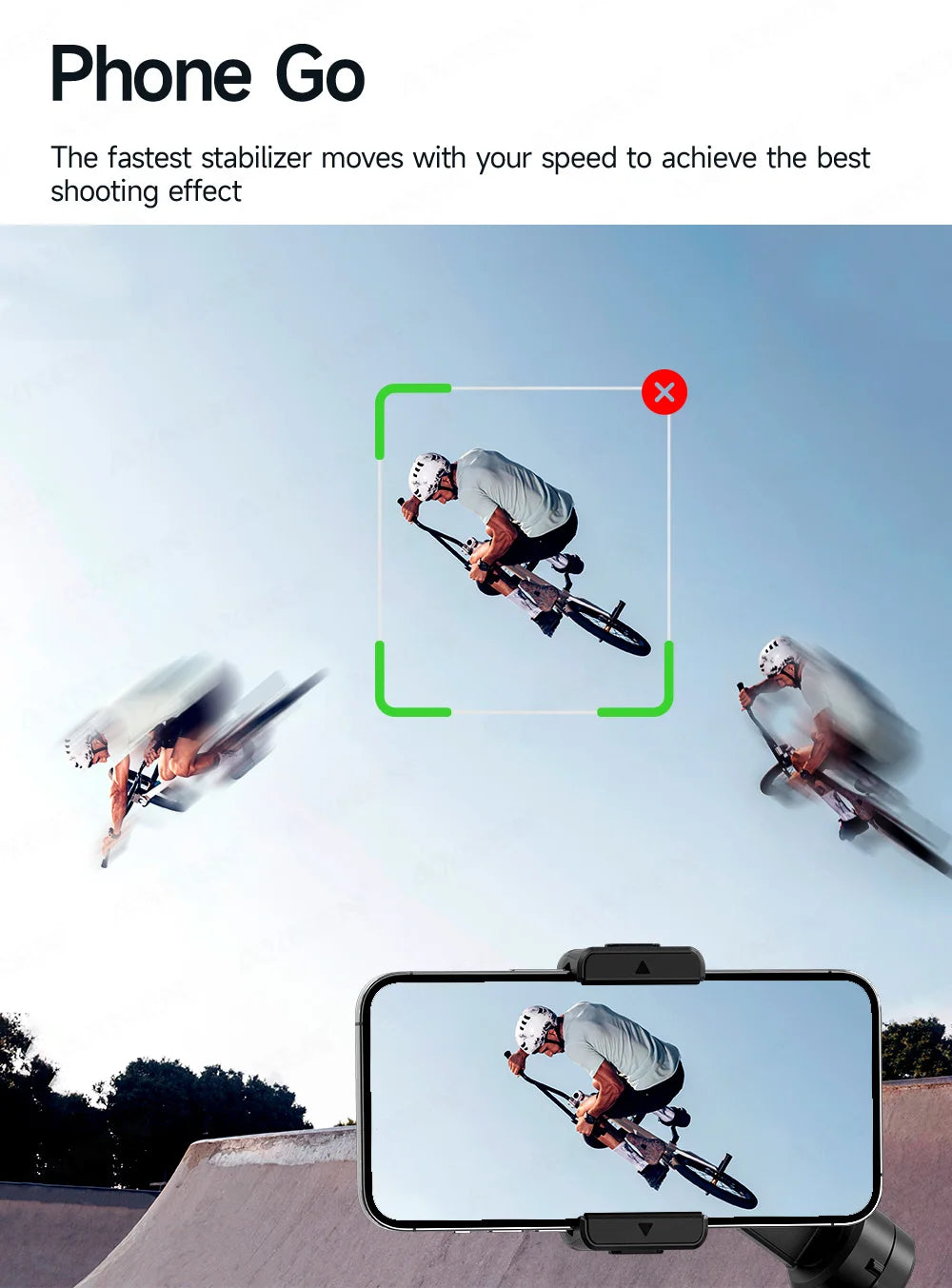 Foldable 3-Axis Phone Gimbal Stabilizer with Telescopic Rod