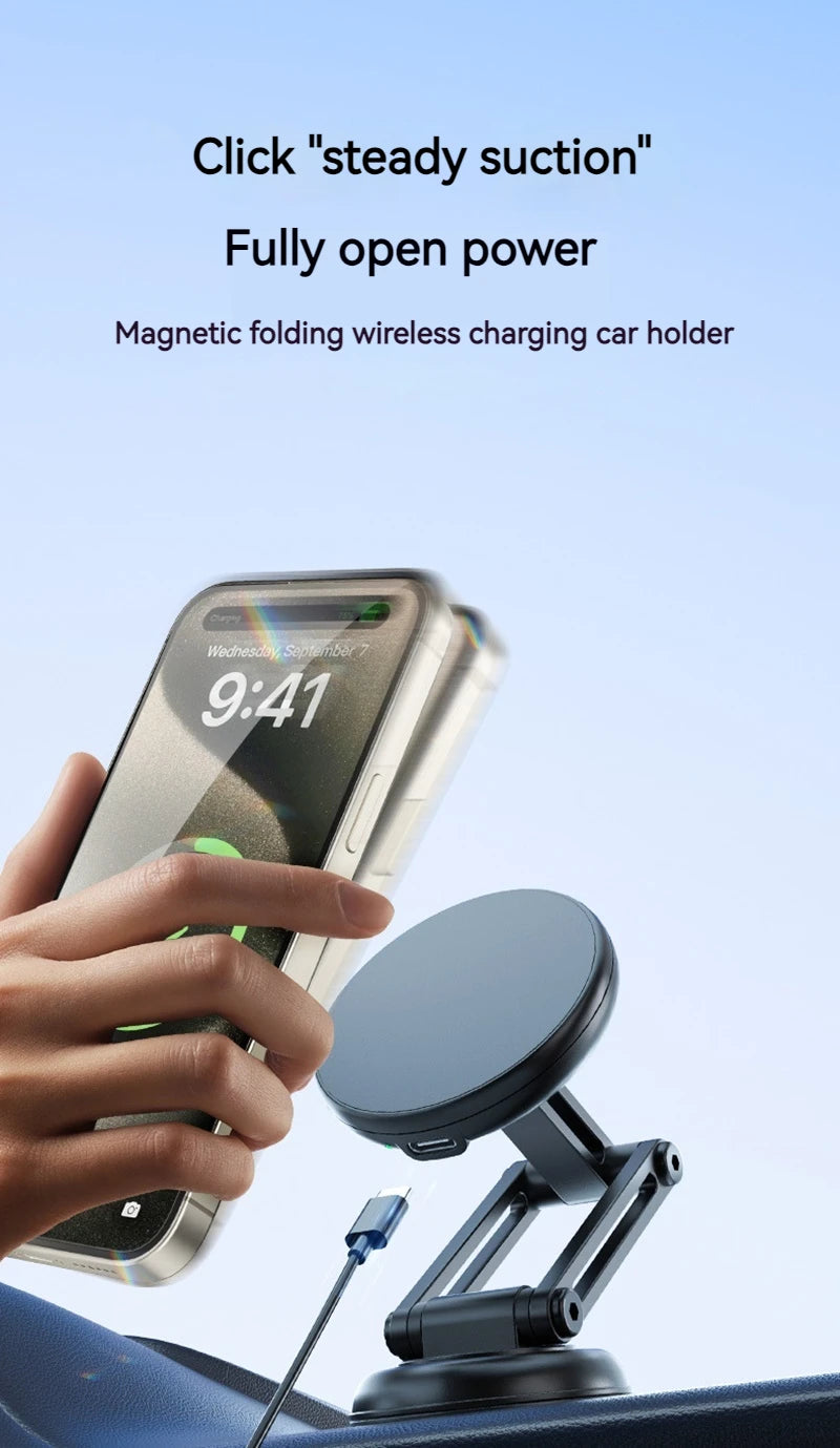 15W Metal Magnetic Car Phone Holder Wireless Charger
