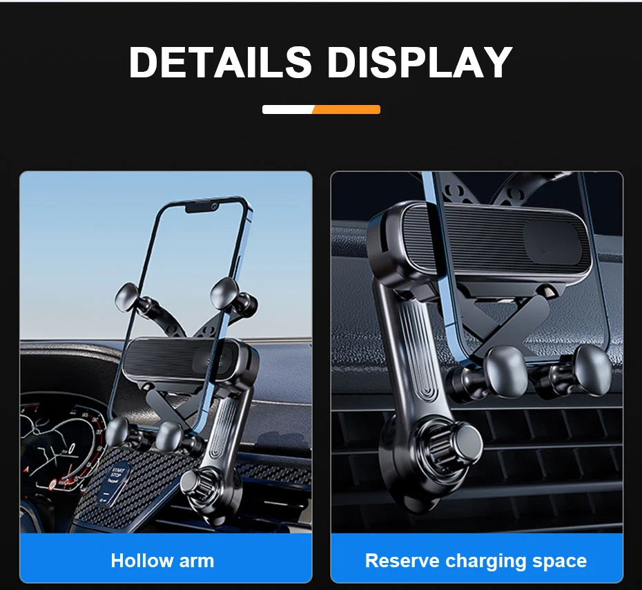 SEAMETAL Air Vent Car Phone Holder Telescopic Phone Mount