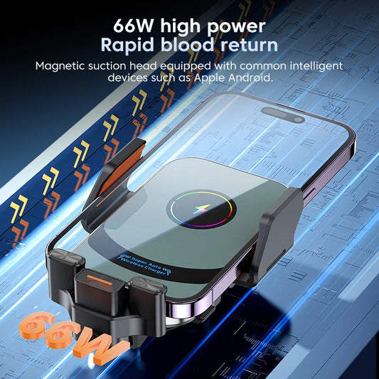 100w Qi Phone Fast Charging Magnetic Qi2 Car Wireless Charger