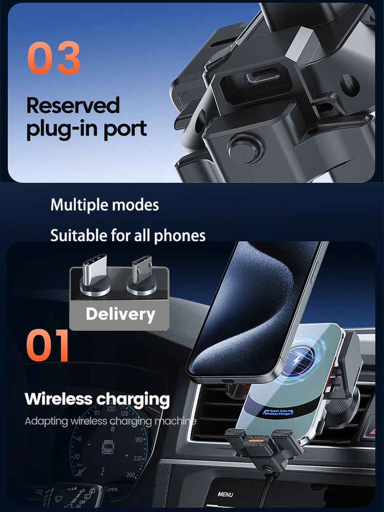 100w Qi Phone Fast Charging Magnetic Qi2 Car Wireless Charger