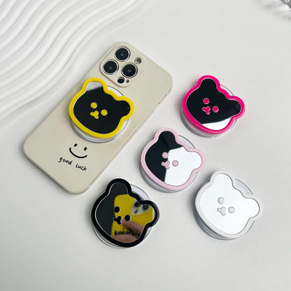 Cute Bear Mirror Magnetic Socket Grip Phone Holder