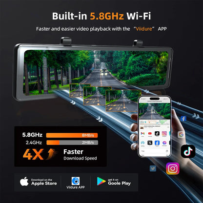 4K Rearview Mirror Driving Recorder HD Night Vision Loop