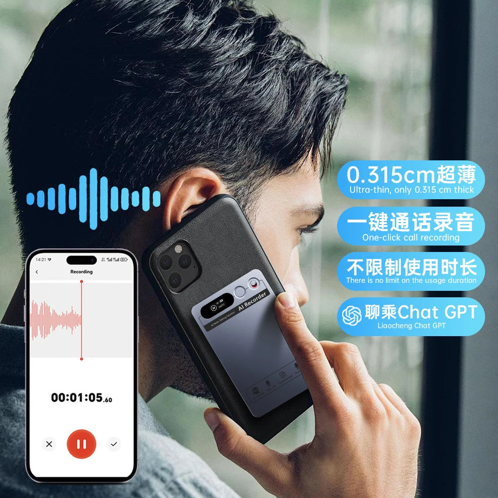 AI Voice Recorder Min Magnetic Powerd ChatGPT-4 App Translator