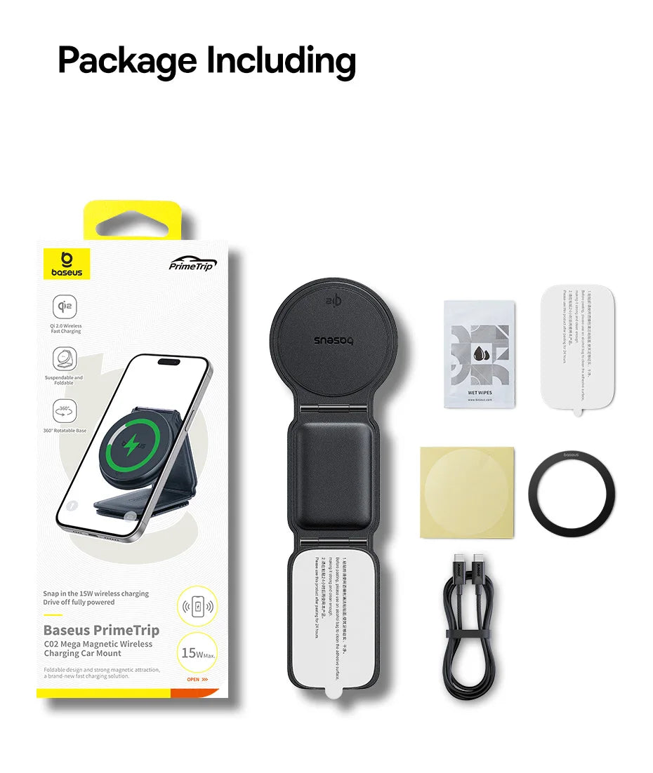 Baseus Car Phone Holder for iPhone 12-16 Wireless Charger