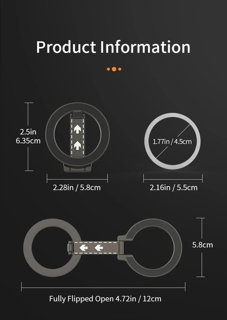 Double-Sided Magnetic Phone Ring Holder for MagSafe Kickstand