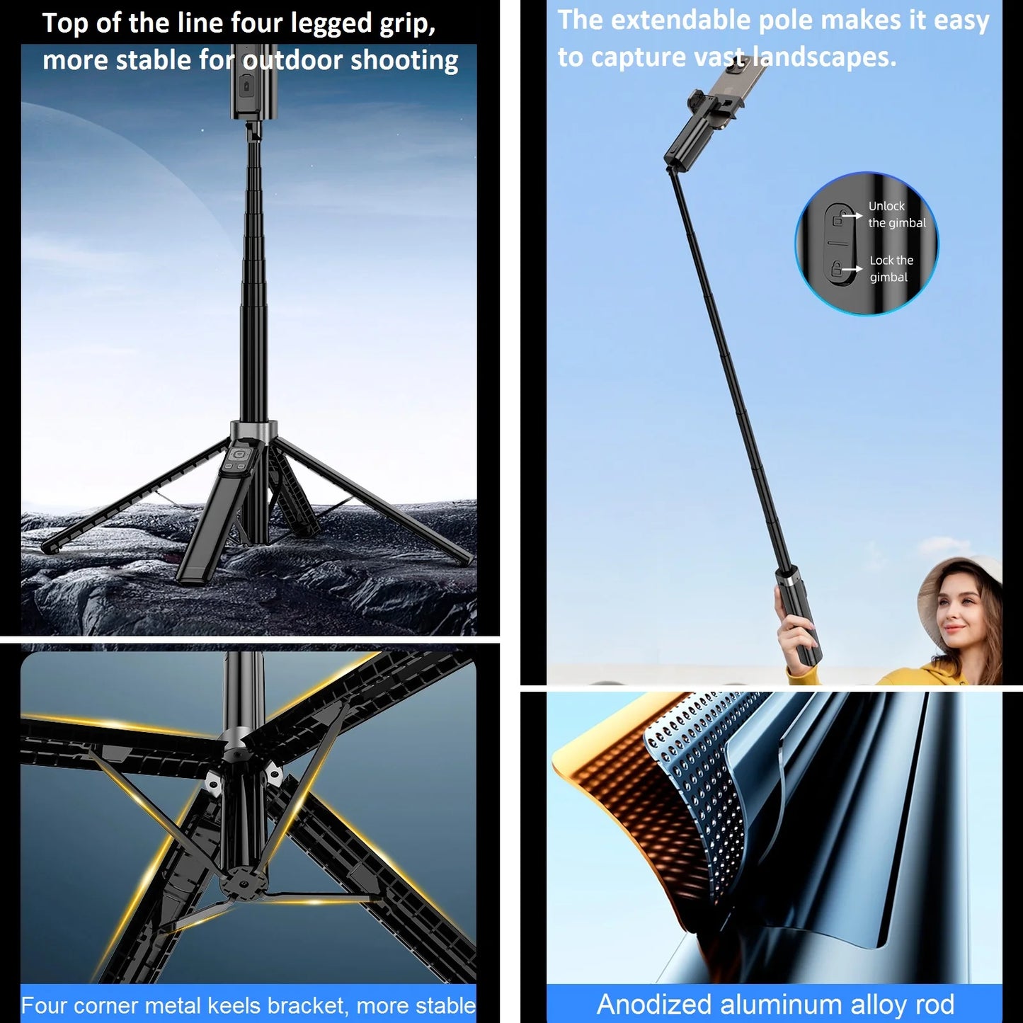 Auto Face Tracking Tripod Selfie Stick 360° Rotation Phone Holder