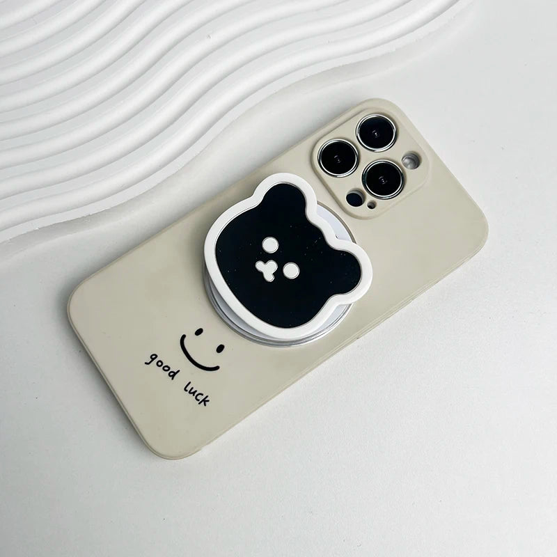 Cute Bear Mirror Magnetic Socket Grip Phone Holder