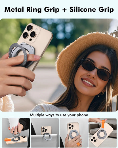 Metal Magnetic Phone Stand Adjustable with Silicone Lanyard