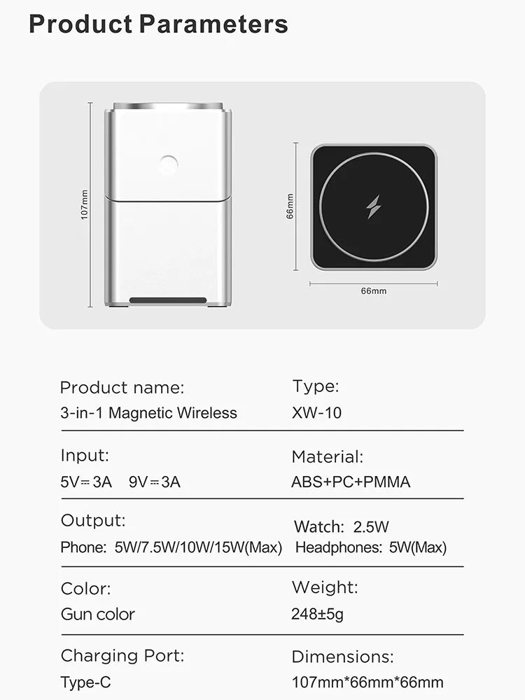 New Qi2 3 in 1 Touch Button Rotating Magnetic Wireless Charger