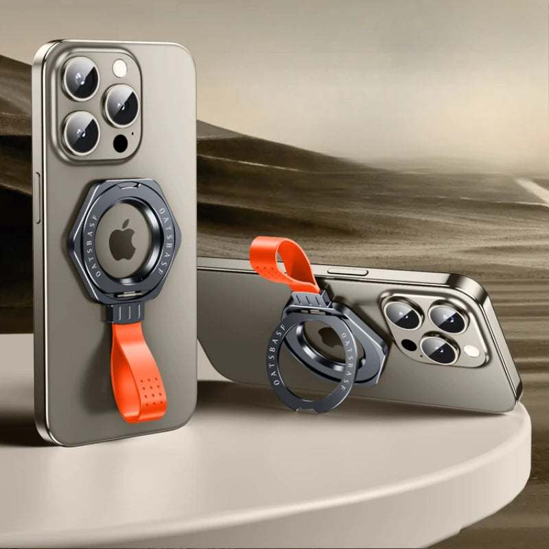 Metal Magnetic Phone Stand Adjustable with Silicone Lanyard