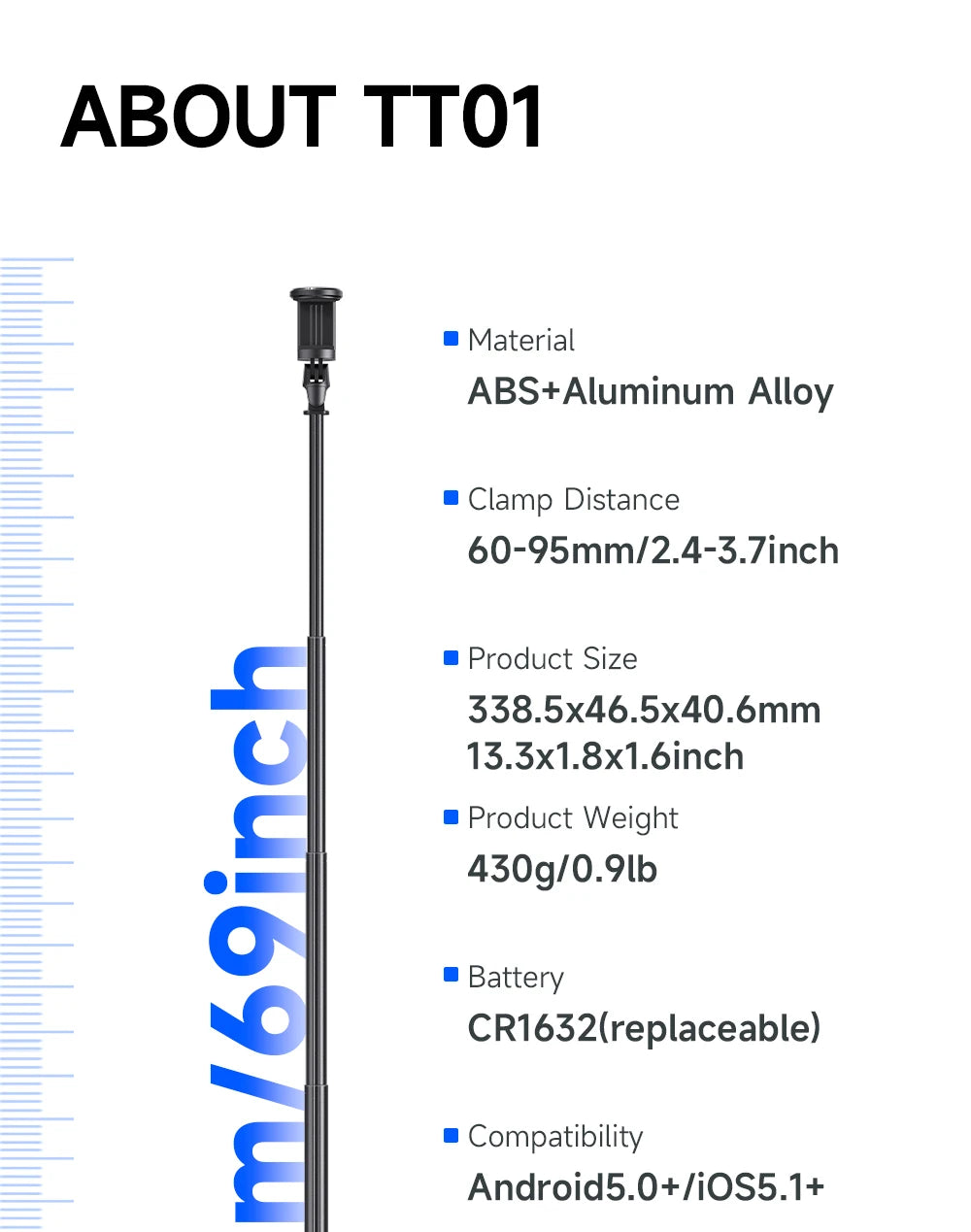 TT01 Portable 70 Inch All-in-one Auto Pop Open Tripod