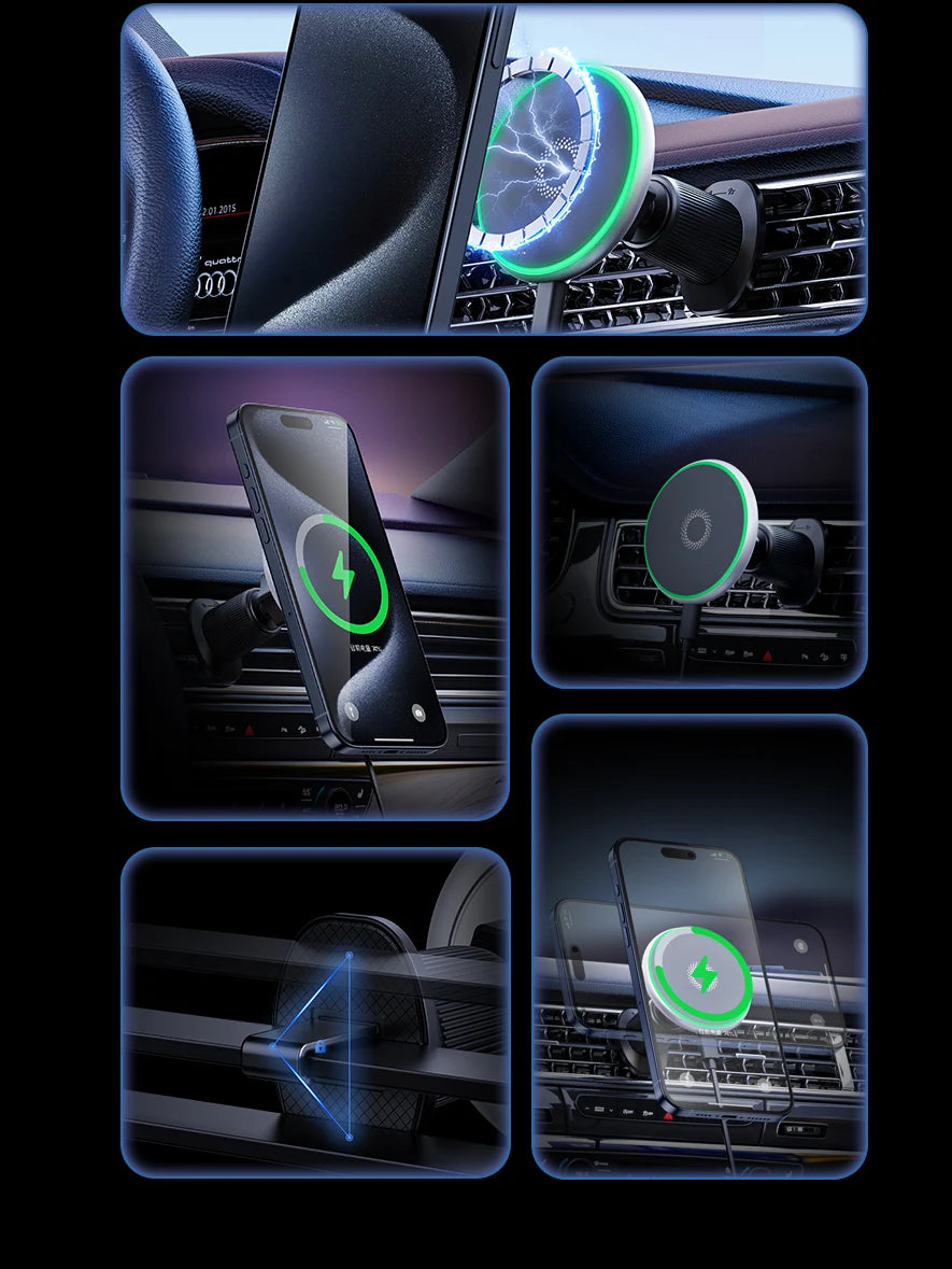 Car Phone Holder Wireless Charging Magnetic Phone Holder Car