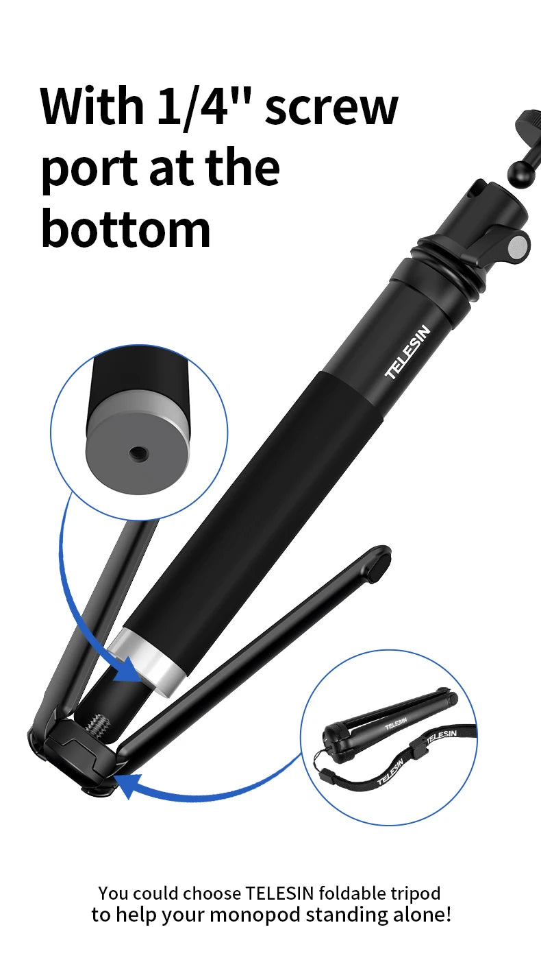 TELESIN For GoPro Selfie Stick Foldable Tripod Phone Holder