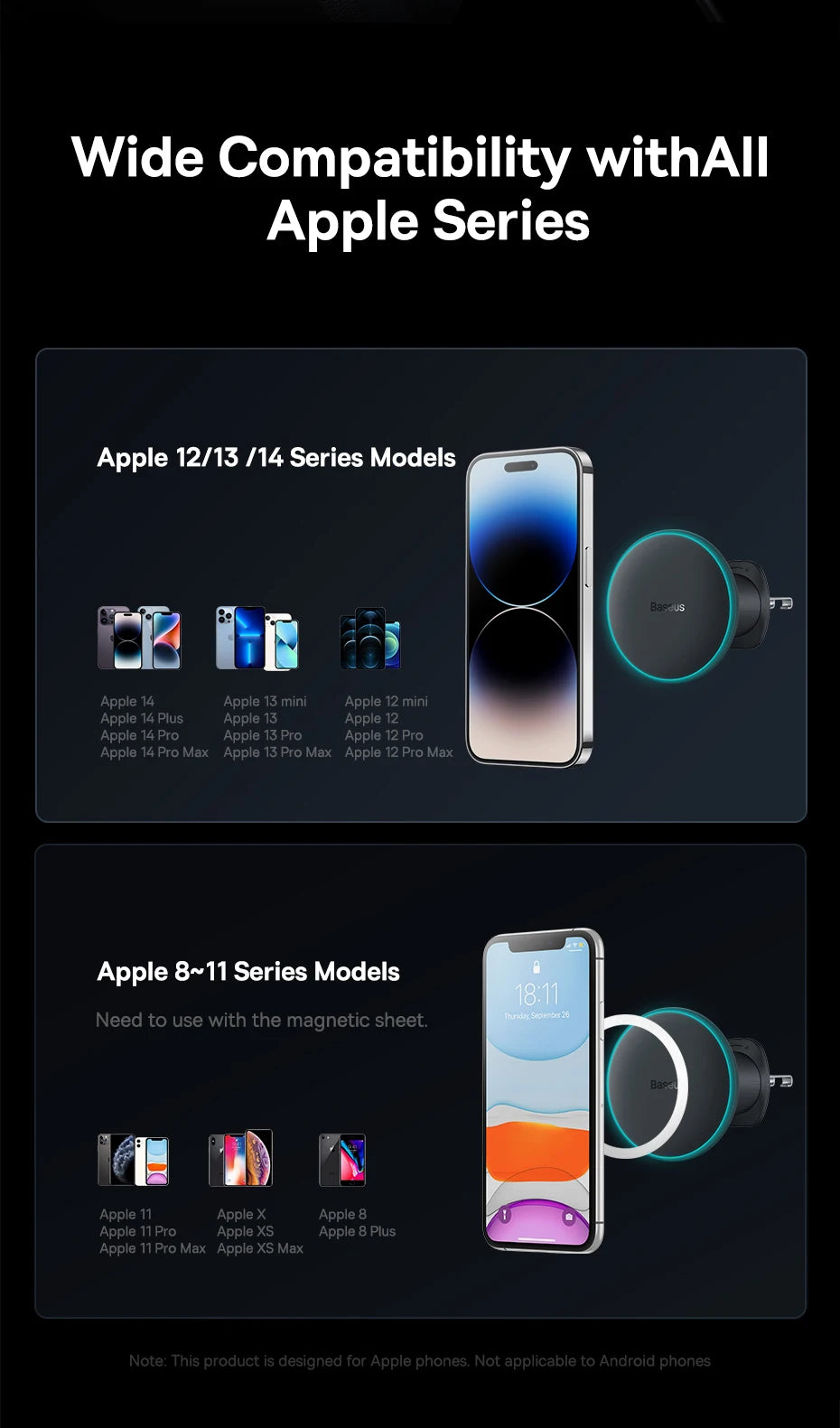 15W Fast Charging Car Charger Holder Magnetic Car Phone Holder