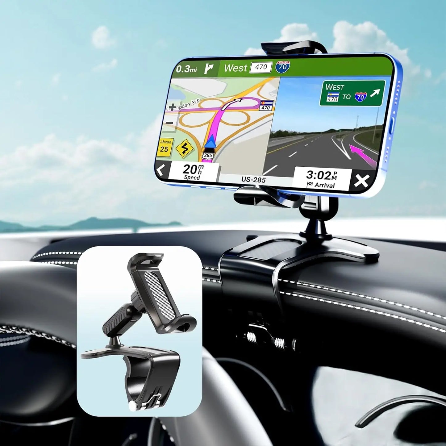 Phone Mount for Car Dashboard, 360 Degree Rotation Universal