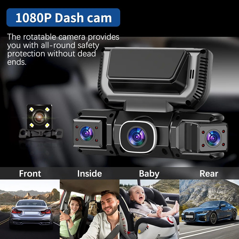 New WIFI 4Channel 360 Degree  Car Dvr 1080P Video Recorder