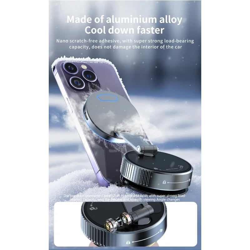 15W Vacuum Suction Magnetic Wireless Charger Phone Holder