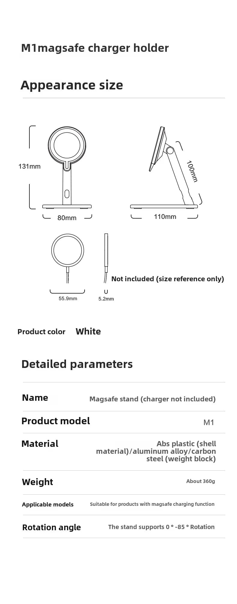 Magnetic Phone Holder Stand with Wireless Charger